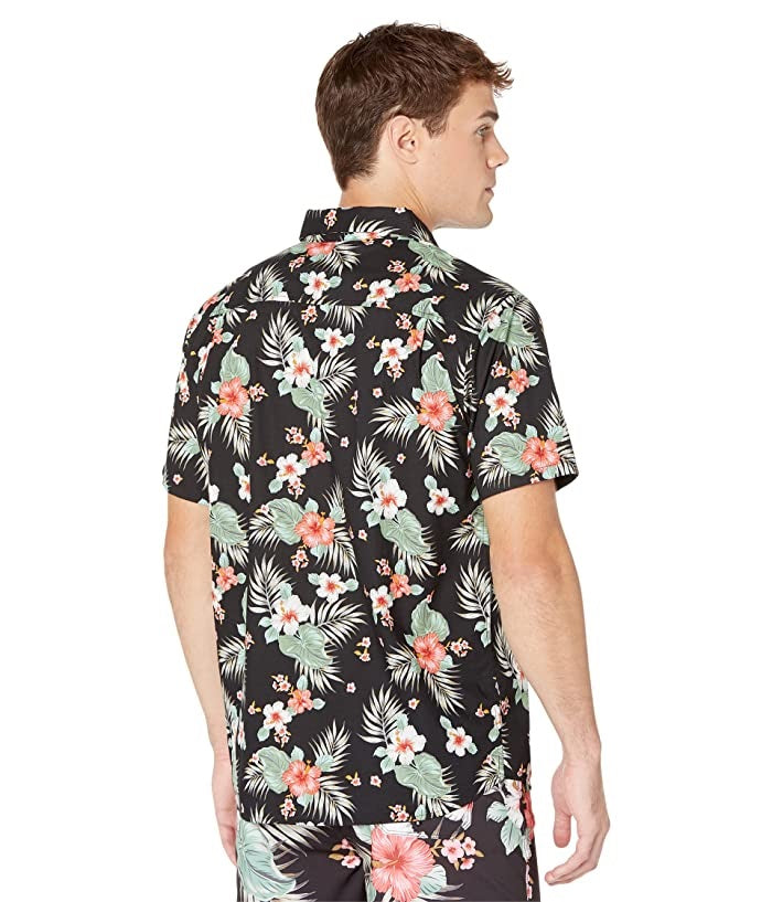 Hurley Men's Wedge Woven Short Sleeve Button Up Shirt Black Size Medium