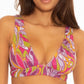 Becca Women's Psychedelica Shirred Bikini Swim Top Pink