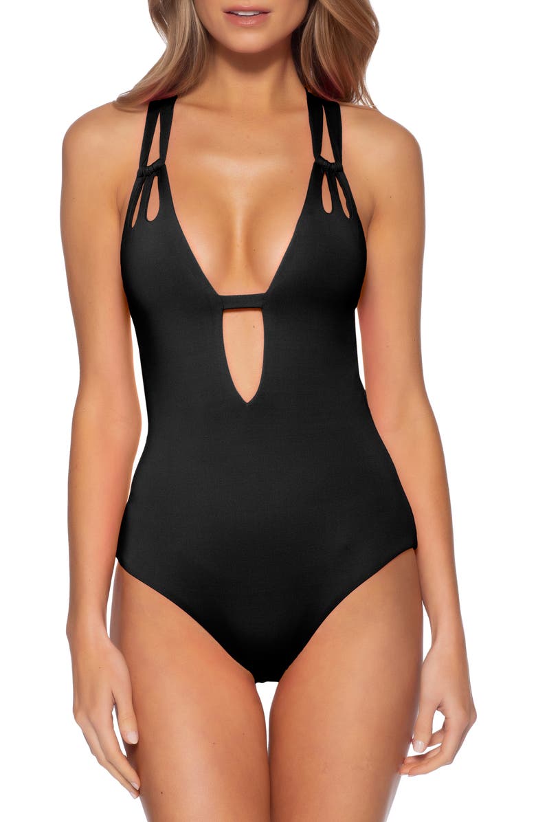 becca-womens-black-plunge-one-piece-swimsuit-size-x-large