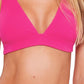 Becca Women's Pucker up Textured Tie Back Bikini Top Swimsuit Pink