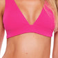 Becca Women's Pucker up Textured Tie Back Bikini Top Swimsuit Pink