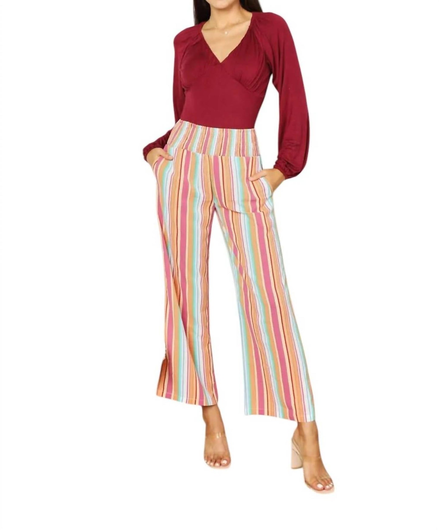 Double Take - Chic Striped Pants With Pockets