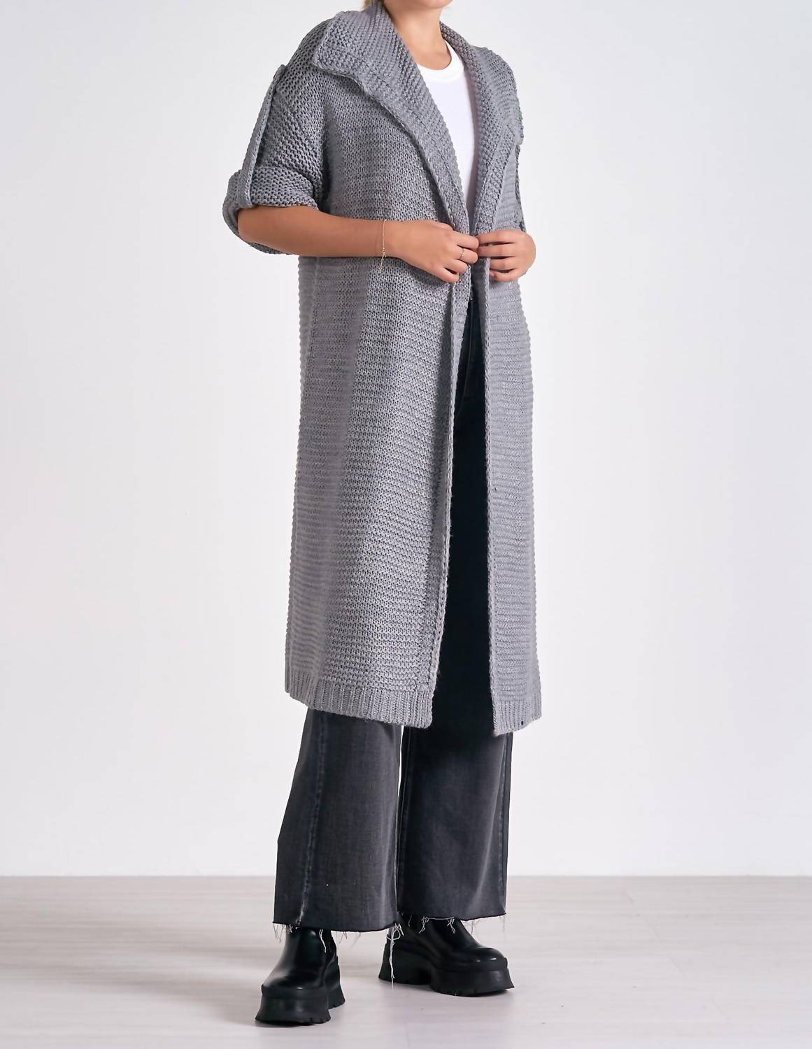 Elan - 3/4 Sleeve Cozy Cardigan Sweater