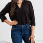 Blu Pepper - Split Neck Back Button Three Quarter Tab Sleeve Top