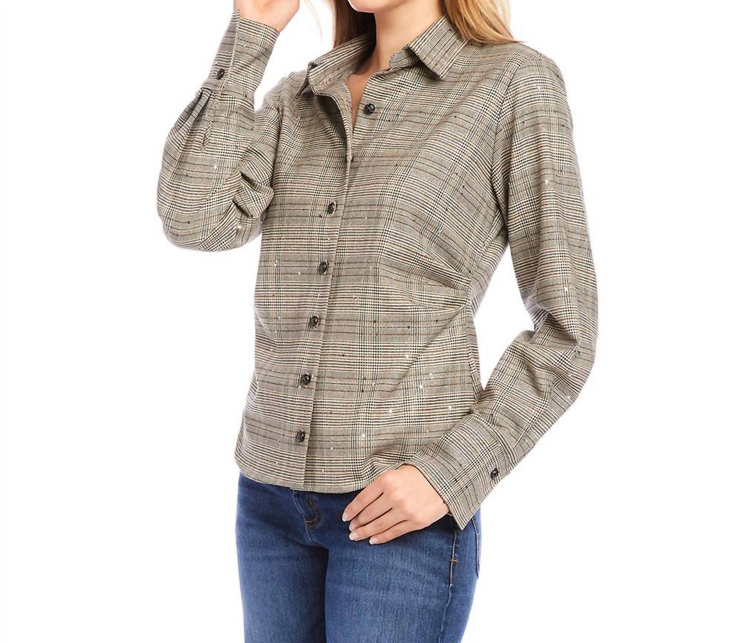Karen Kane - Sequin Side-Pleat Shirt