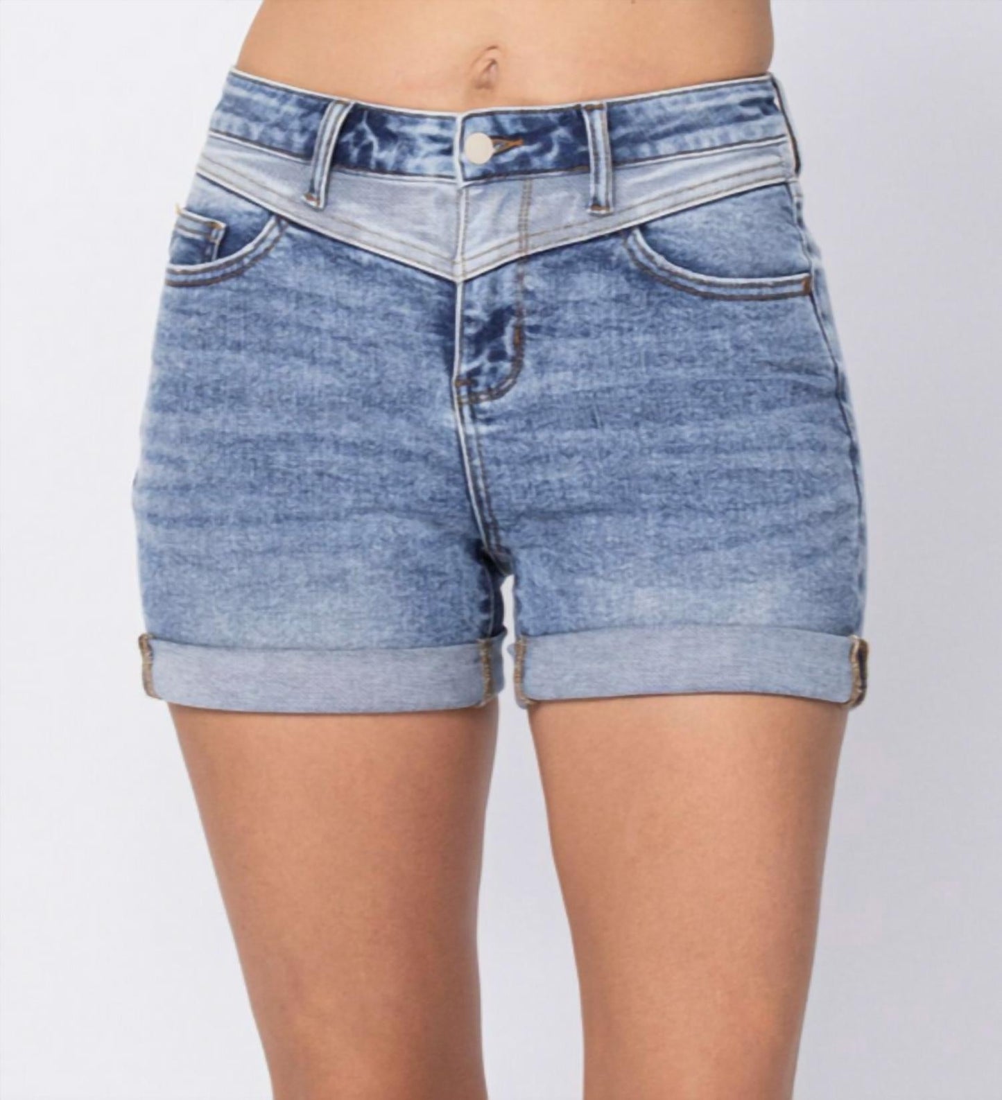 Judy Blue - High Waisted Two-tone Yoke Shorts