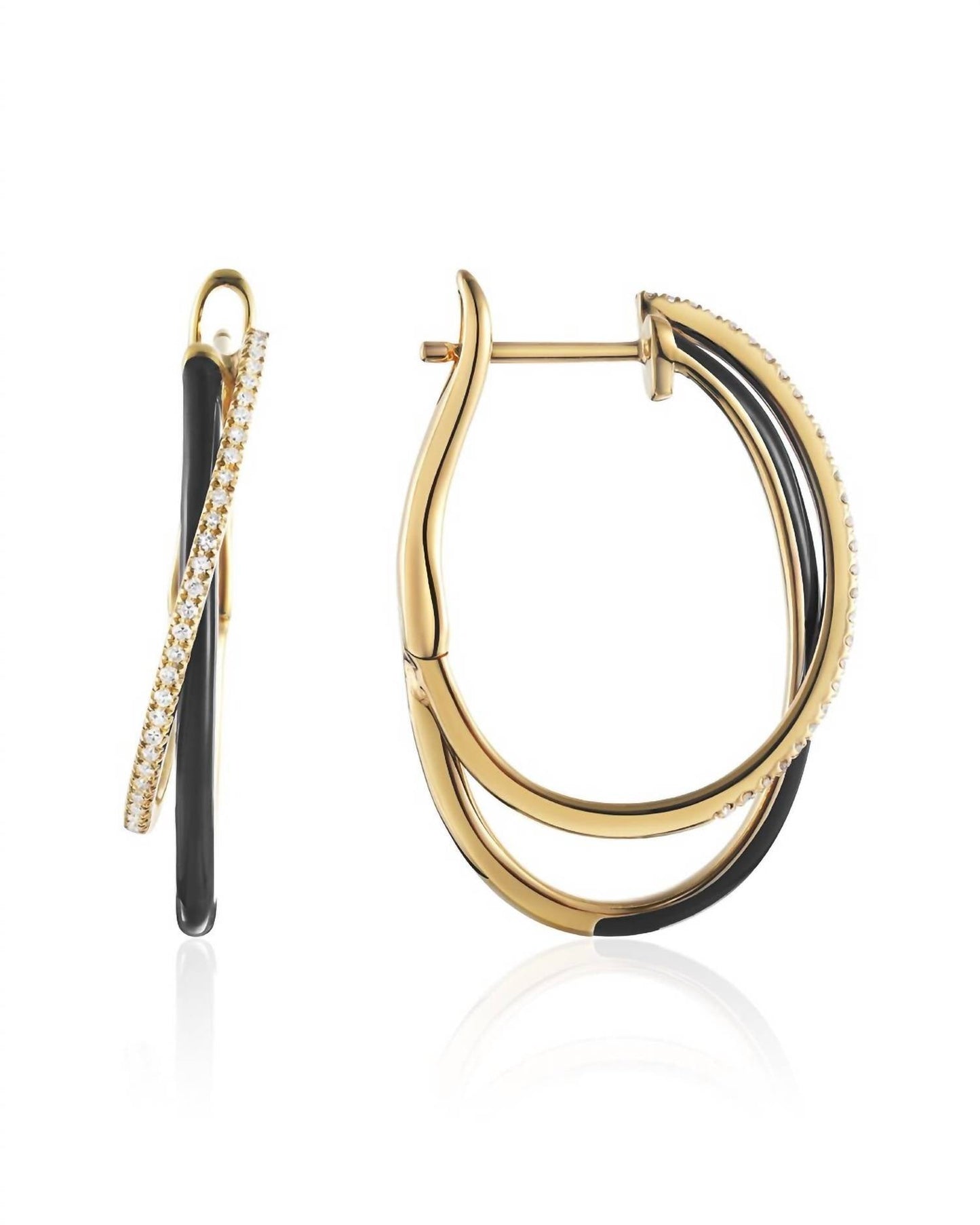 Diana M Jewels - 0.12 Cts Black Enamel Hoop Earrings