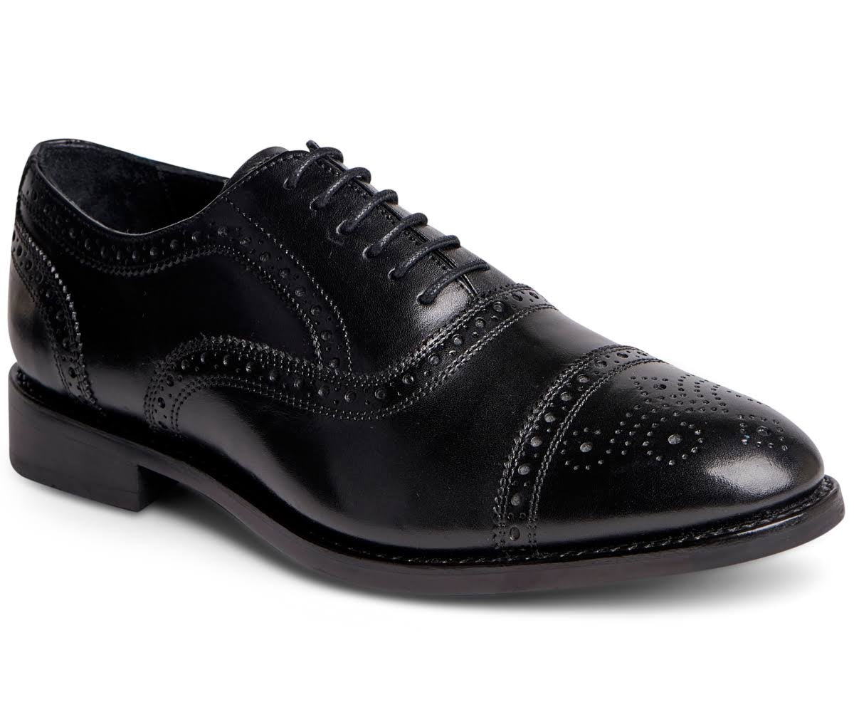 Anthony Veer Men's Ford Quarter Brogue Oxford Lace up Dress Shoe Black Size 10.5W