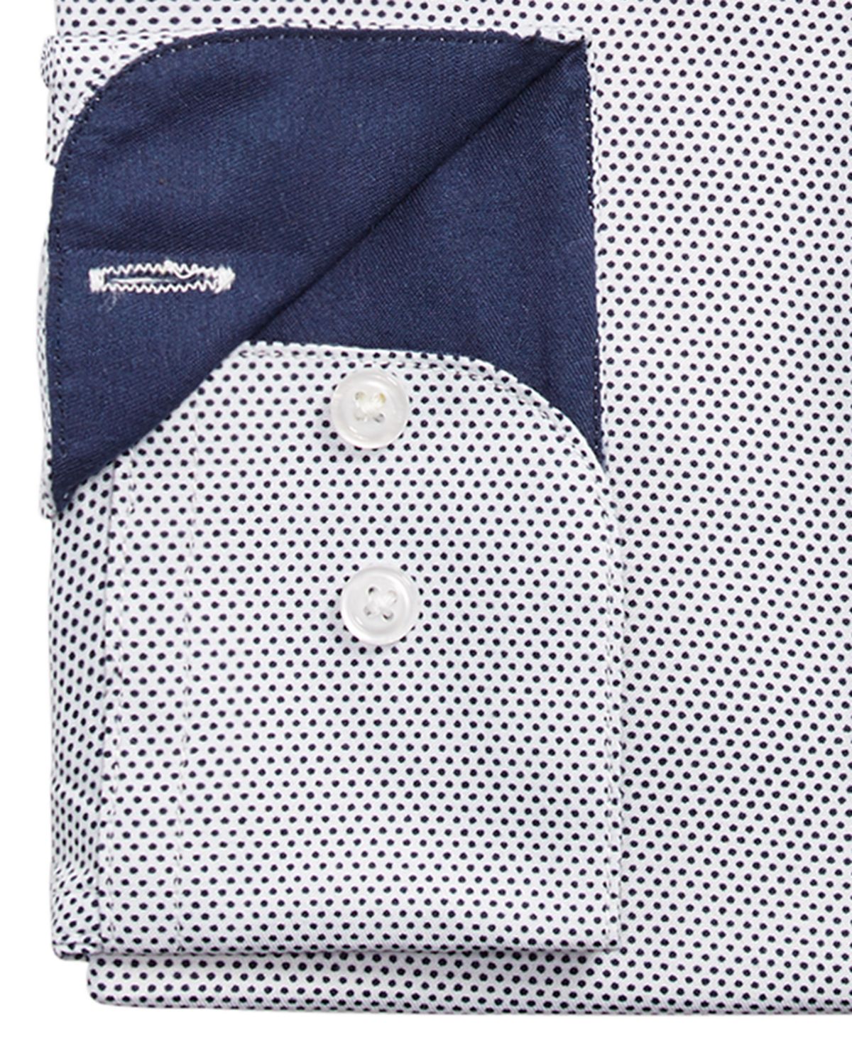 Nine West Men's Slim Fit Dot Print Dress Shirt White Size 15X32