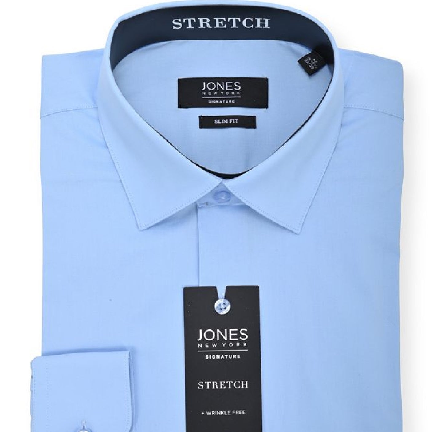 Jones New York Men's Solid Dress Shirt Blue Size 18X34X35