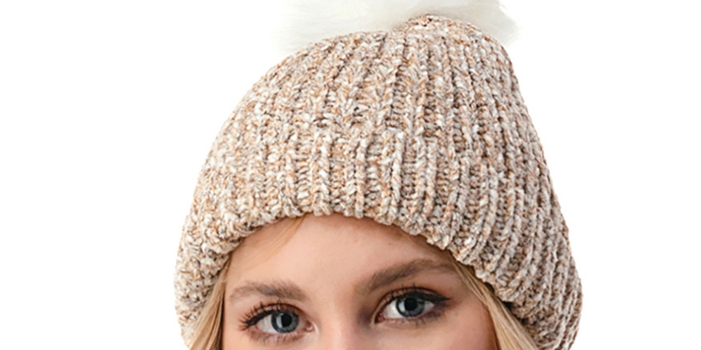 Marcus Adler Women's Ultra Soft Chenille Faux Pom Beanie Brown Size Regular