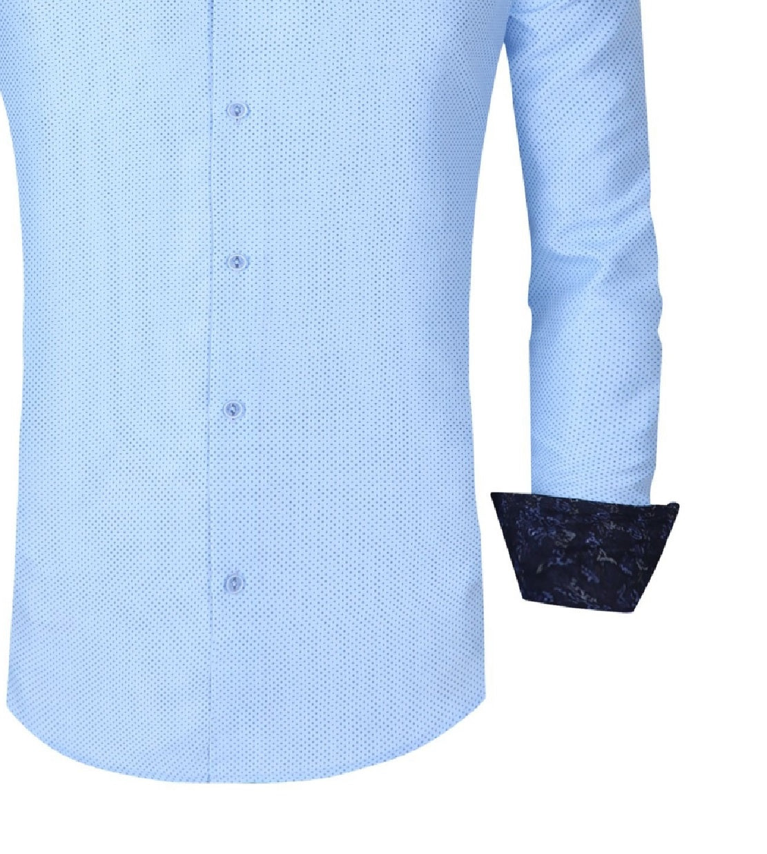 Azaro Uomo Men's Slim Fit Business Nautical Button Down Dress Shirt Blue Size Medium