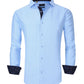 Azaro Uomo Men's Slim Fit Business Nautical Button Down Dress Shirt Blue Size Medium