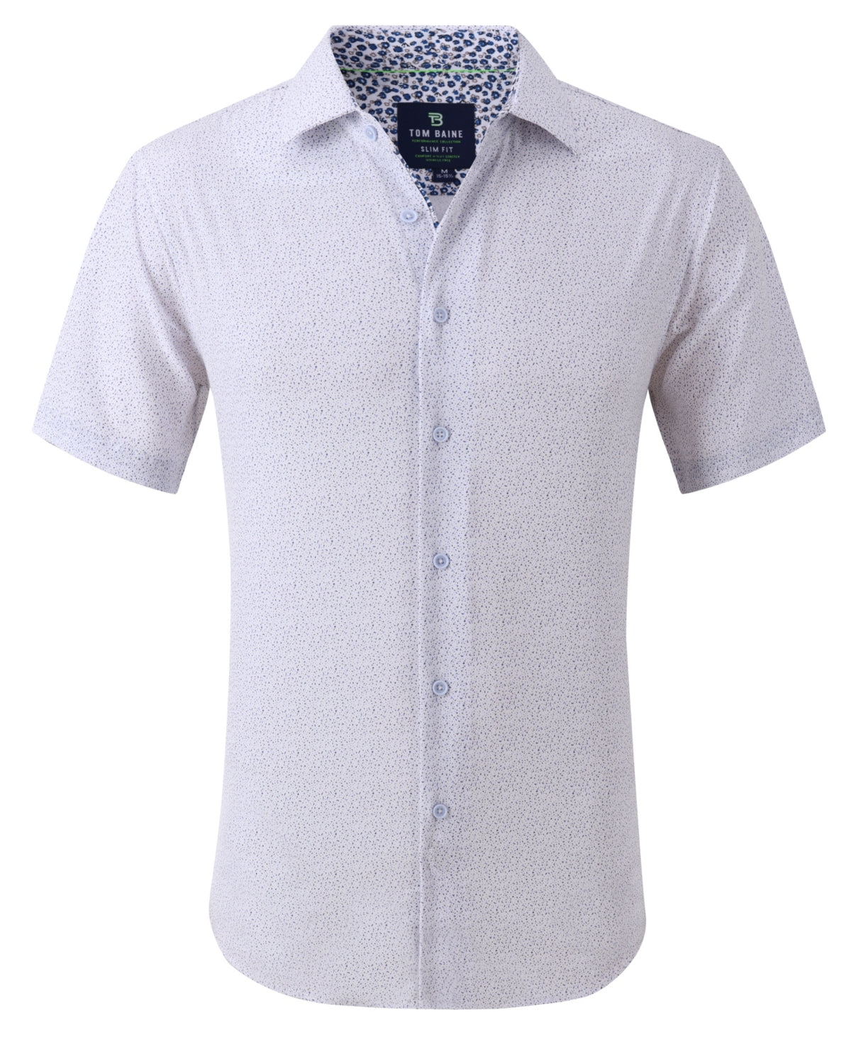 Tom Baine Men's Slim Fit Short Sleeve Performance Button Down Dress Shirt White Size X-Large
