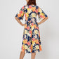 Leota Women's Short Sleeve Zoe Dress in Ginkgo Multi