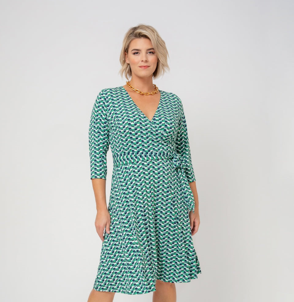 Leota Women's Faux Wrap Dress Green Size 3X