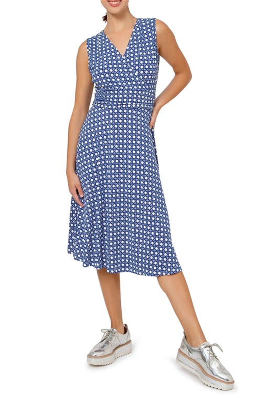 Leota Cindy Sleeveless Midi Dress in Bbwb - Bellwether Blue Size X-Large