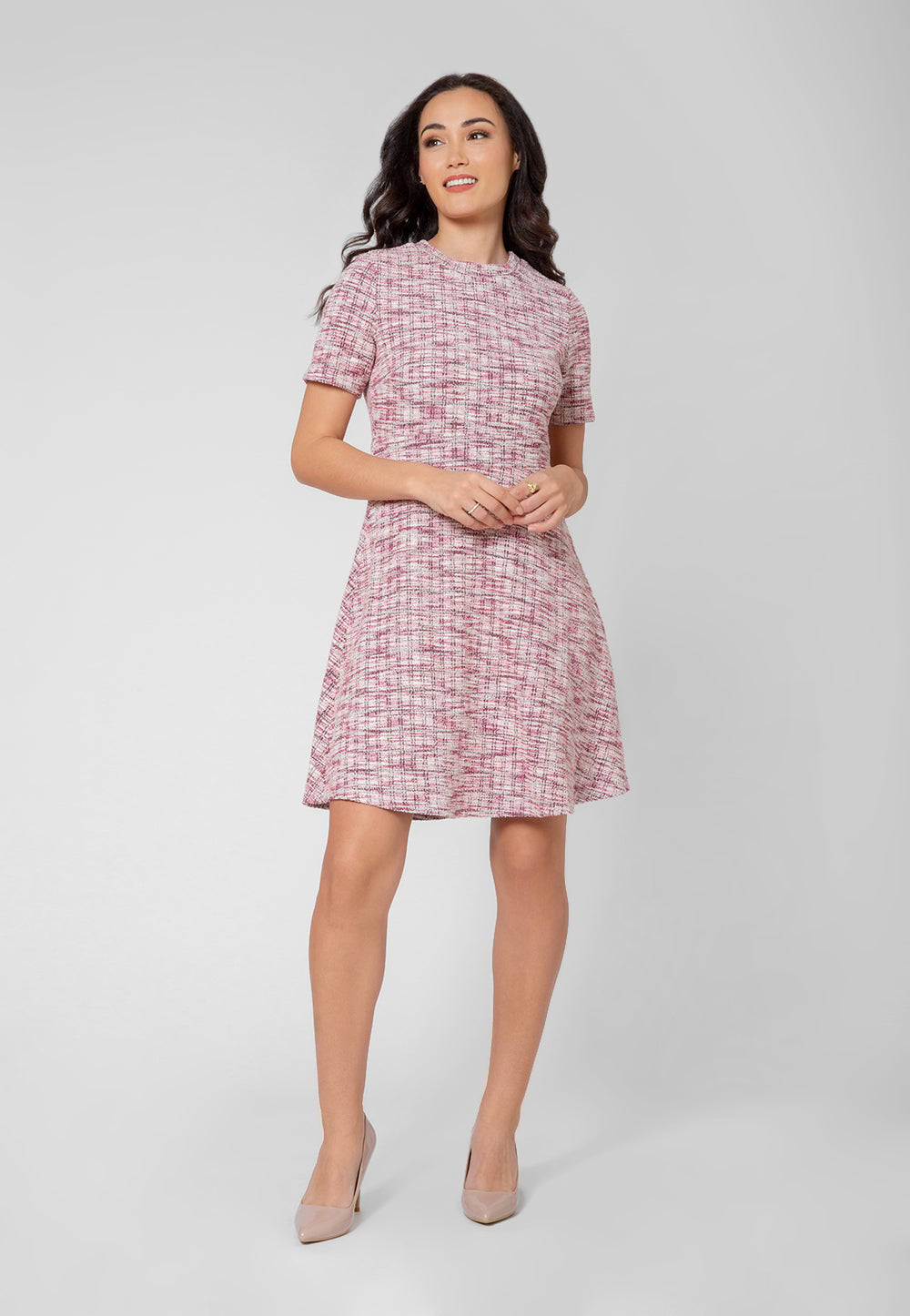 Leota Women's Short Sleeve Mackenzie Dress in Pink Multi