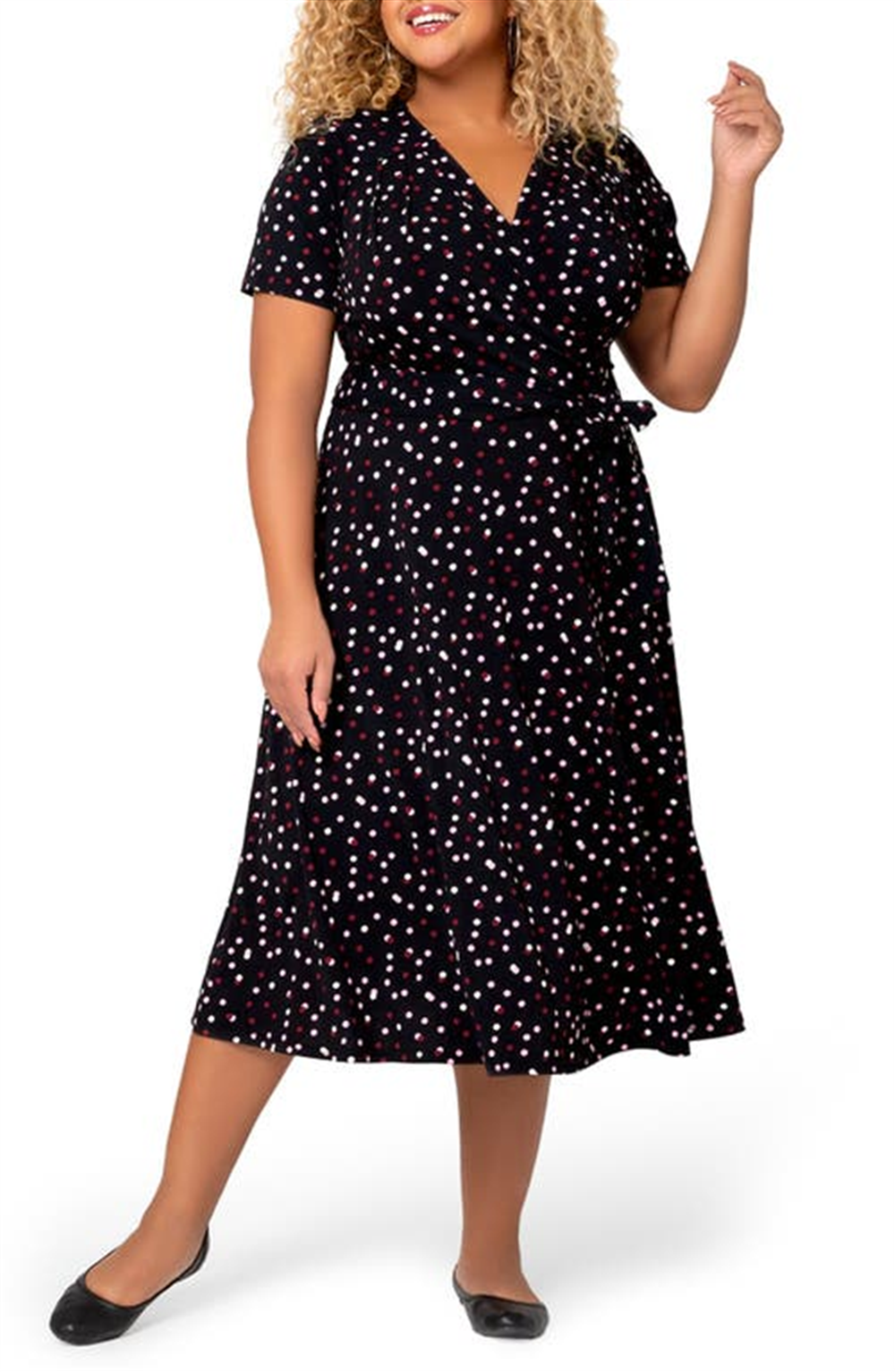 Leota Women's Monique Midi Wrap Dress Black Size 3X