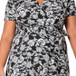 Leota Women's Monique Floral Jersey Faux Wrap Dress White Size 2X