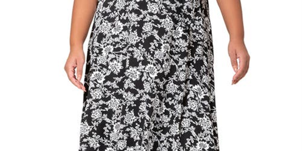 Leota Women's Monique Floral Jersey Faux Wrap Dress White Size 2X