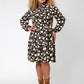 Leota Women's Long Sleeve Olive Boho Tiered Jersey Dress (Curve) Black