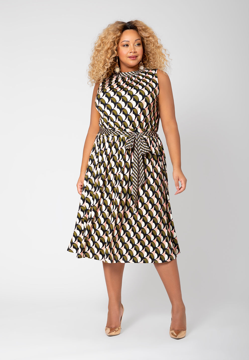 Leota Women's Sleeveless Mindy Midi Dress (Curve) Multi Size 1X