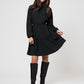 Leota Women's Long Sleeve Olive Boho Tiered Jersey Dress Black Size