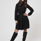 Leota Women's Long Sleeve Olive Boho Tiered Jersey Dress Black Size