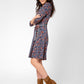 Leota Women's 3/4 Sleeve Perfect Wrap Dress Blue