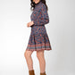Leota Women's Long Sleeve Olive Boho Tiered Jersey Dress Blue