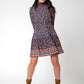 Leota Women's Long Sleeve Olive Boho Tiered Jersey Dress Blue