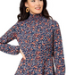 Leota Women's Long Sleeve Olive Boho Tiered Jersey Dress Blue