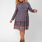 Leota Women's Long Sleeve Olive Boho Tiered Jersey Dress (Curve) Blue