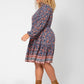 Leota Women's Long Sleeve Olive Boho Tiered Jersey Dress (Curve) Blue