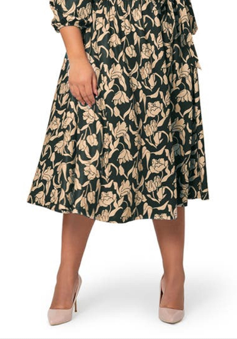 Leota Women's Iman Floral Balloon Sleeve Midi Dress Brown