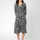 Leota Women's 3/4 Sleeve Amiya Midi Wrap Dress Gray