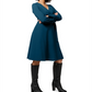 Leota Women's Blouson Sleeve Faux Wrap Dress Blue Size Small