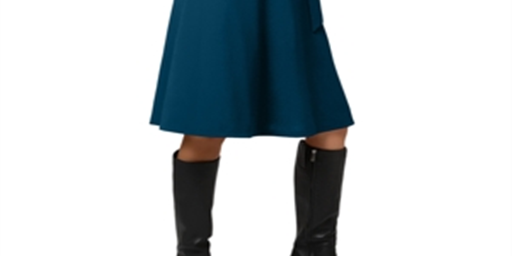 Leota Women's Blouson Sleeve Faux Wrap Dress Blue Size Small
