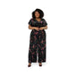 Leota Women's Ruby Floral Stretch Velvet Jumpsuit Black Size 1X