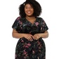 Leota Women's Ruby Floral Stretch Velvet Jumpsuit Black Size 1X