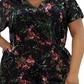 Leota Women's Ruby Floral Stretch Velvet Jumpsuit Green Size 2X