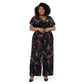 Leota Women's Ruby Floral Stretch Velvet Jumpsuit Black Size 3X