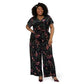 Leota Women's Ruby Floral Stretch Velvet Jumpsuit Black Size 3X
