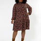 Leota Women's Long Sleeve Olive Boho Jersey Tiered Dress (Curve) Red