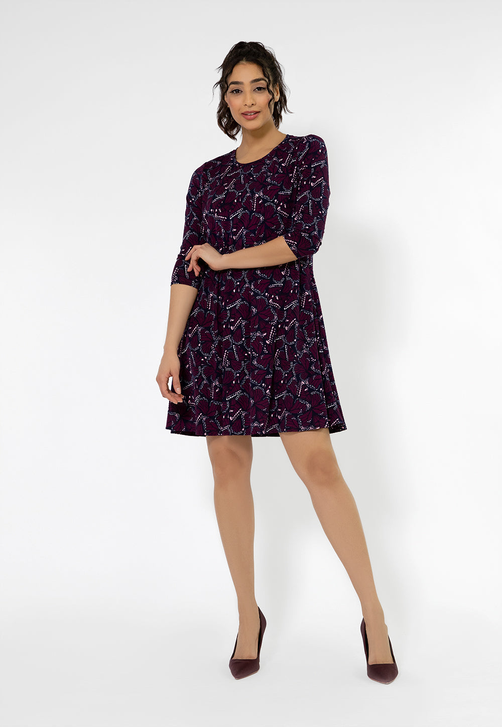 Leota Women's 3/4 Sleeve Melanie 3/4 Sleeve Dress Purple