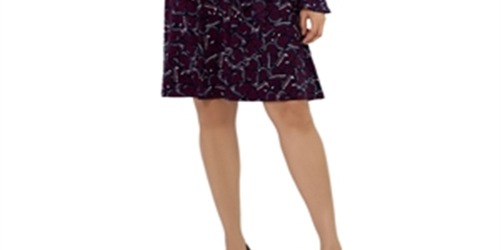 Leota Women's Rosalia V Neck Fit and Flare Dress Black Size Medium