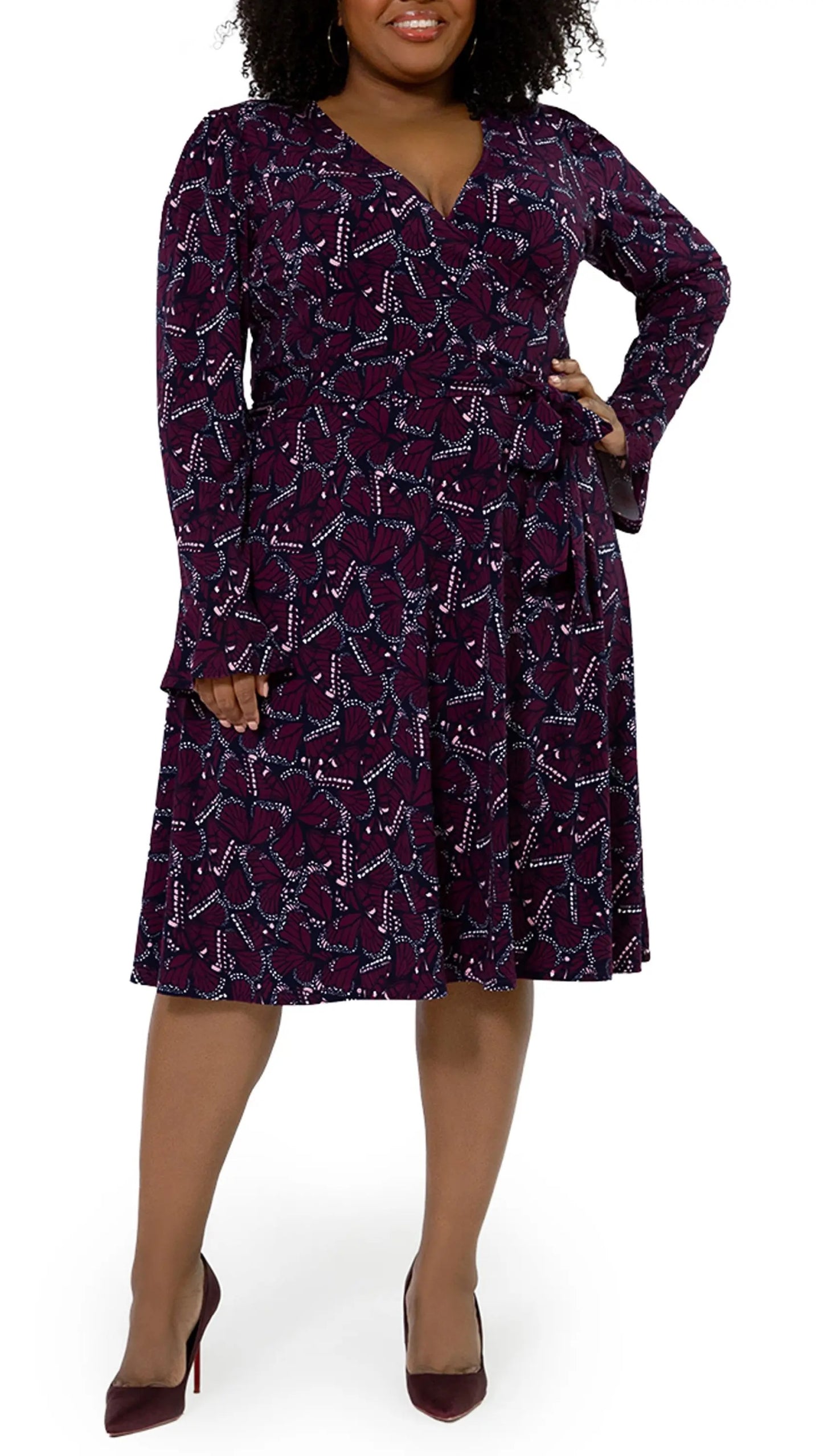 Leota Women's Rosalia Puff Sleeve Wrap Dress Purple Size 3X