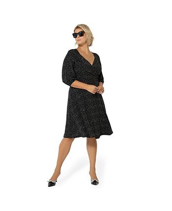 Leota Women's Puff Sleeve Sweetheart Becca Dress Black Size 2X