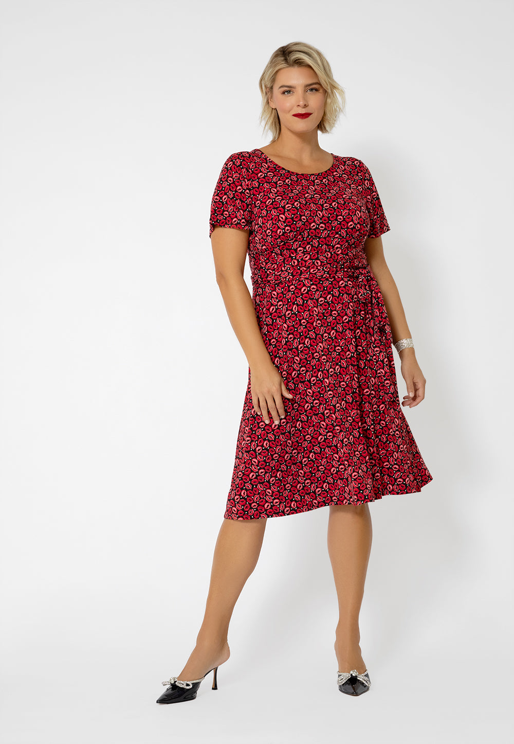 Leota Women's Brittany Print Fit & Flare Jersey MIDI Dress Purple